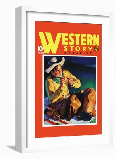 Western Story Magazine: by the Fire-null-Framed Art Print