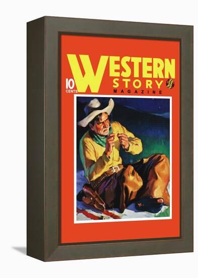 Western Story Magazine: by the Fire-null-Framed Stretched Canvas