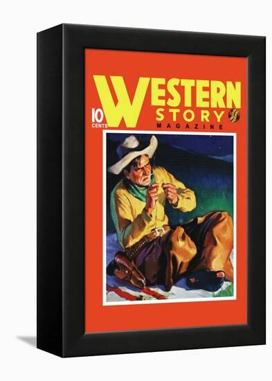 Western Story Magazine: by the Fire-null-Framed Stretched Canvas