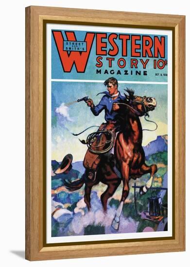 Western Story Magazine: Gunning 'Em Down-null-Framed Stretched Canvas