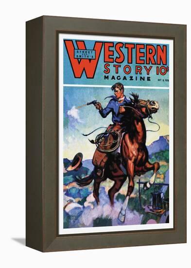 Western Story Magazine: Gunning 'Em Down-null-Framed Stretched Canvas