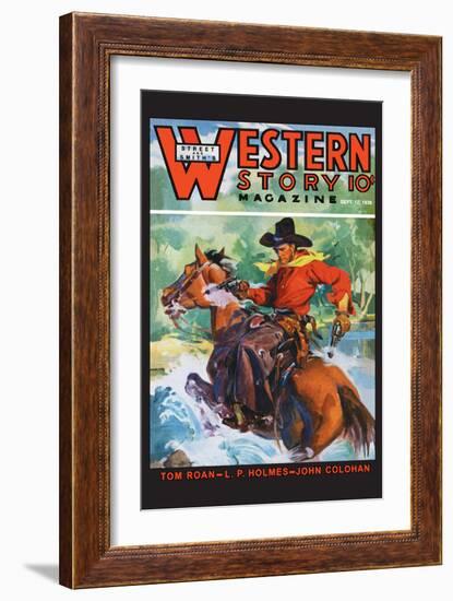 Western Story Magazine: No Limits-null-Framed Premium Giclee Print