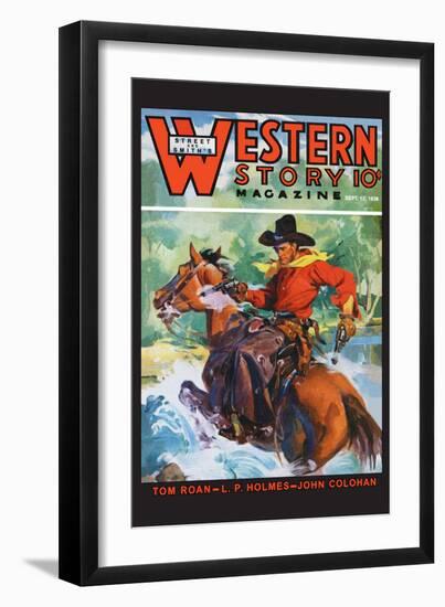 Western Story Magazine: No Limits-null-Framed Premium Giclee Print