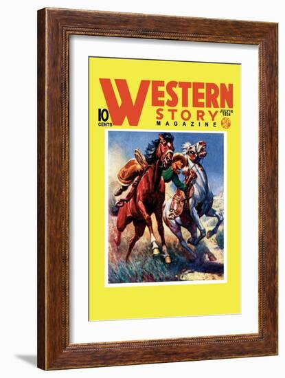 Western Story Magazine: Taming the Wild-null-Framed Art Print