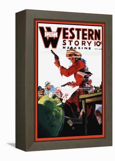 Western Story Magazine: The Card Game-null-Framed Stretched Canvas