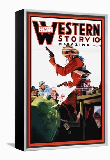 Western Story Magazine: The Card Game-null-Framed Stretched Canvas