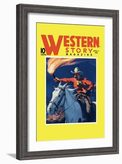 Western Story Magazine: under Fire-null-Framed Art Print