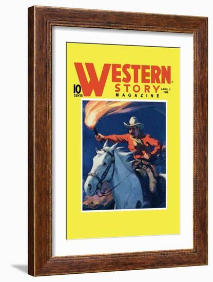 Western Story Magazine: under Fire-null-Framed Art Print