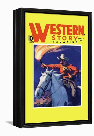 Western Story Magazine: under Fire-null-Framed Stretched Canvas