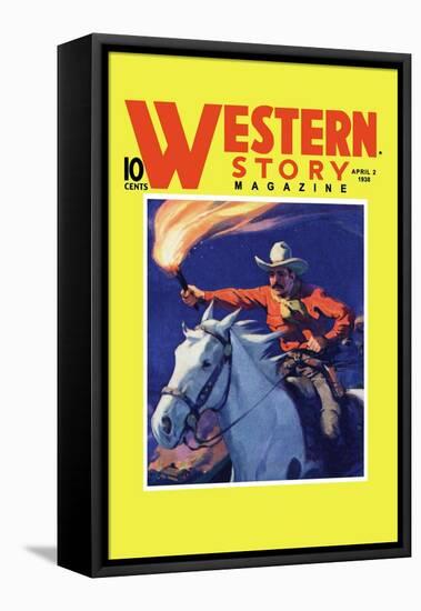 Western Story Magazine: under Fire-null-Framed Stretched Canvas