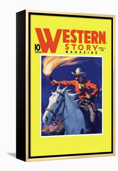 Western Story Magazine: under Fire-null-Framed Stretched Canvas