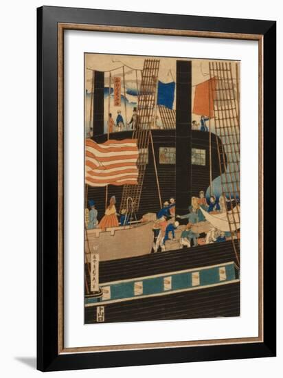 Western Traders Loading Cargo in Yokohama, 1861-Utagawa Sadahide-Framed Giclee Print