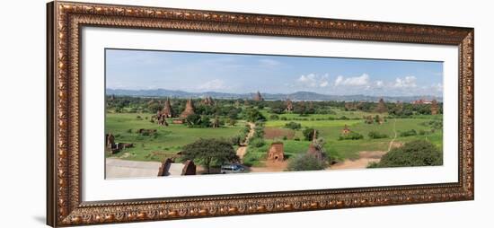 Western view of stupas and temples from top of Shwe San Taw temple, Bagan, Mandalay Region, Myanmar-null-Framed Photographic Print