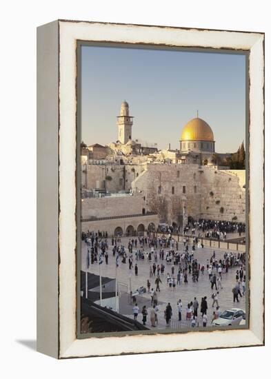 Western Wailing Wall, the Dome of the Rock and Omar Mosque, Old City, East Jerusalem-null-Framed Premier Image Canvas