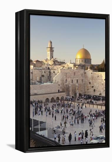 Western Wailing Wall, the Dome of the Rock and Omar Mosque, Old City, East Jerusalem-null-Framed Premier Image Canvas