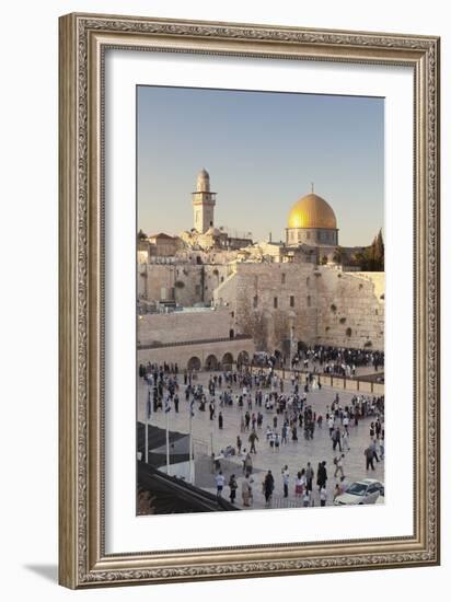 Western Wailing Wall, the Dome of the Rock and Omar Mosque, Old City, East Jerusalem-null-Framed Photographic Print