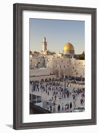 Western Wailing Wall, the Dome of the Rock and Omar Mosque, Old City, East Jerusalem-null-Framed Photographic Print