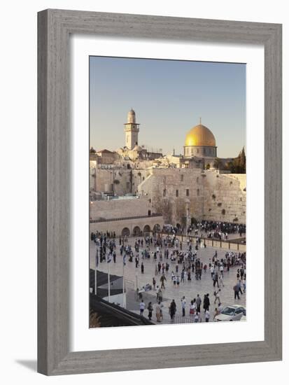 Western Wailing Wall, the Dome of the Rock and Omar Mosque, Old City, East Jerusalem-null-Framed Photographic Print