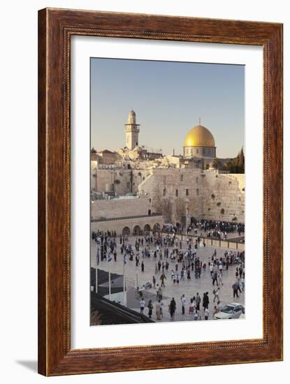 Western Wailing Wall, the Dome of the Rock and Omar Mosque, Old City, East Jerusalem-null-Framed Photographic Print