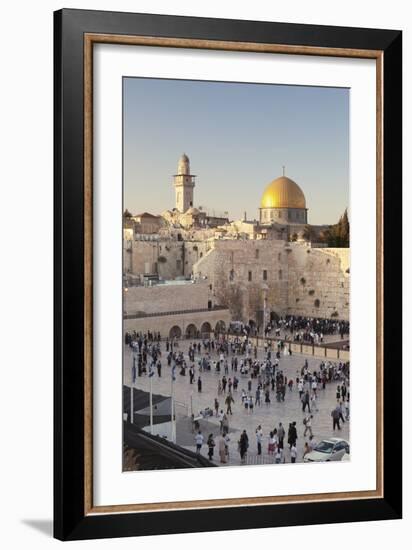 Western Wailing Wall, the Dome of the Rock and Omar Mosque, Old City, East Jerusalem-null-Framed Photographic Print