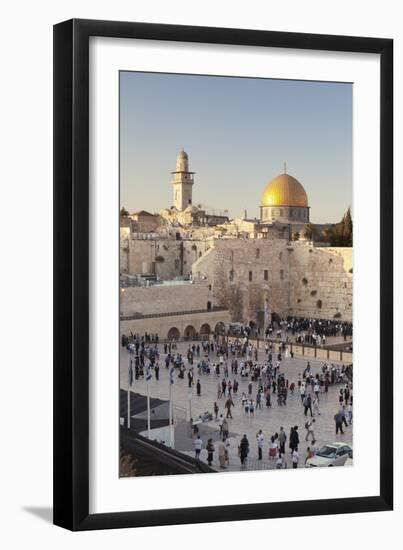 Western Wailing Wall, the Dome of the Rock and Omar Mosque, Old City, East Jerusalem--Framed Photographic Print