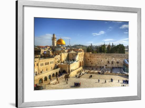 Western Wall and Dome of the Rock in the Old City of Jerusalem, Israel.-SeanPavonePhoto-Framed Photographic Print