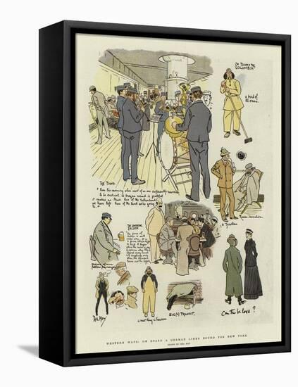 Western Ways, on Board a German Liner Bound for New York-Phil May-Framed Premier Image Canvas