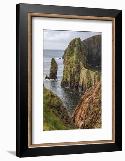 Westerwick, dramatic coastal views, red granite sea cliffs and stacks, Scotland-Eleanor Scriven-Framed Photographic Print