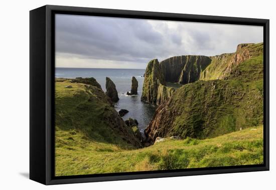 Westerwick, dramatic coastal views, red granite sea cliffs and stacks, Scotland-Eleanor Scriven-Framed Premier Image Canvas