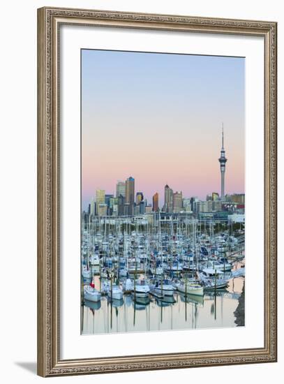 Westhaven Marina and City Skyline, Waitemata Harbour, Auckland, North Island, New Zealand, Pacific-Doug Pearson-Framed Photographic Print