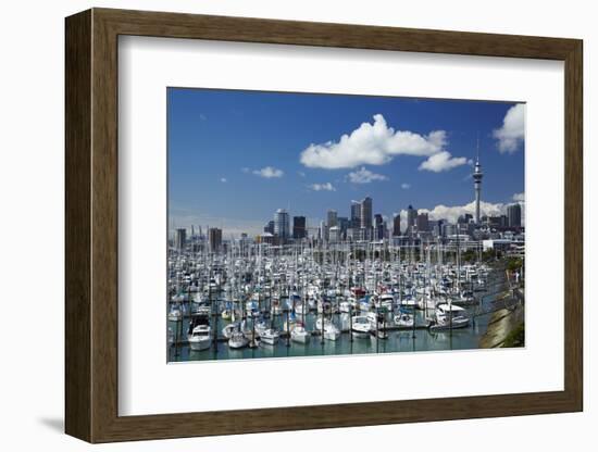 Westhaven Marina, and Sky Tower, Auckland, North Island, New Zealand-David Wall-Framed Photographic Print