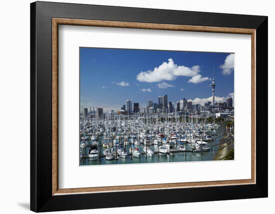 Westhaven Marina, and Sky Tower, Auckland, North Island, New Zealand-David Wall-Framed Photographic Print