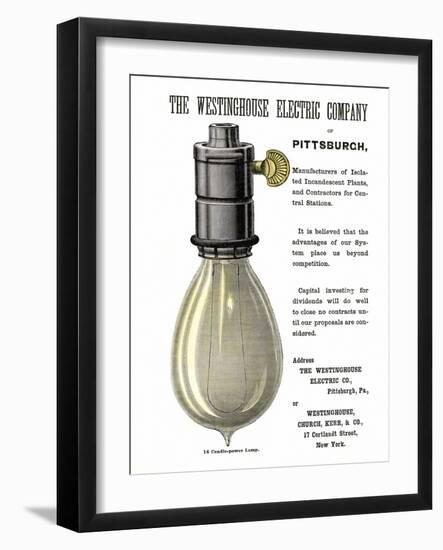 Westinghouse Electric Company's 16 Candle-Power Incandescent Lamp, Advertisement, 1886-null-Framed Giclee Print