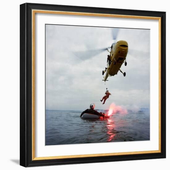 Westland Whirlwind Helicopter Making a Rescue, 1973-Michael Walters-Framed Photographic Print