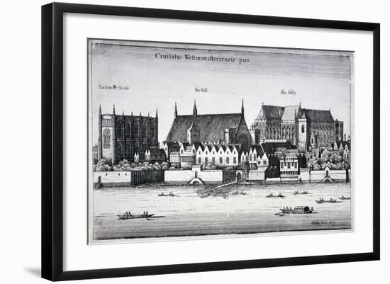 Westminster Abbey and the Palace of Westminster from the River Thames, London, 1647-Wenceslaus Hollar-Framed Giclee Print