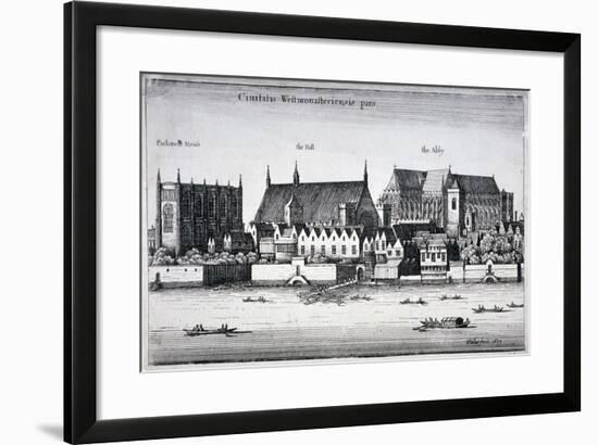 Westminster Abbey and the Palace of Westminster from the River Thames, London, 1647-Wenceslaus Hollar-Framed Giclee Print