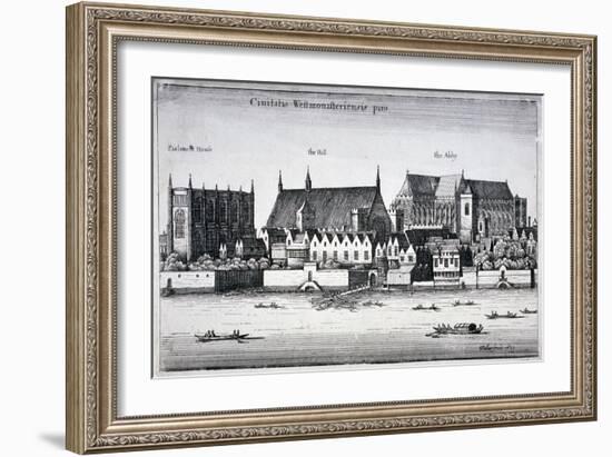 Westminster Abbey and the Palace of Westminster from the River Thames, London, 1647-Wenceslaus Hollar-Framed Giclee Print