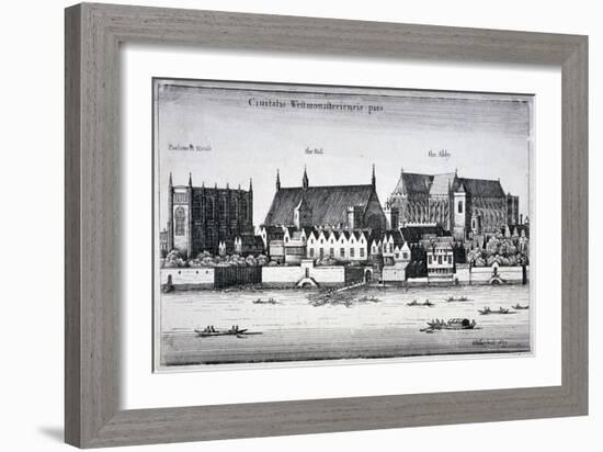 Westminster Abbey and the Palace of Westminster from the River Thames, London, 1647-Wenceslaus Hollar-Framed Giclee Print