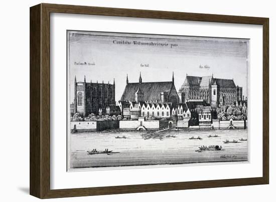 Westminster Abbey and the Palace of Westminster from the River Thames, London, 1647-Wenceslaus Hollar-Framed Giclee Print