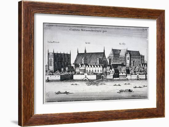 Westminster Abbey and the Palace of Westminster from the River Thames, London, 1647-Wenceslaus Hollar-Framed Giclee Print