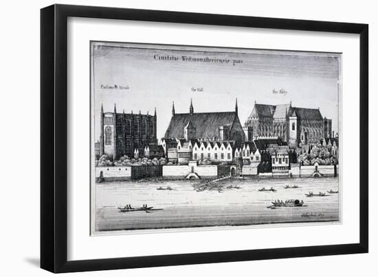 Westminster Abbey and the Palace of Westminster from the River Thames, London, 1647-Wenceslaus Hollar-Framed Giclee Print