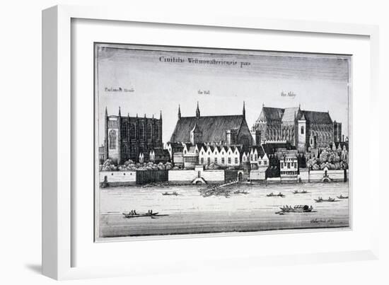 Westminster Abbey and the Palace of Westminster from the River Thames, London, 1647-Wenceslaus Hollar-Framed Giclee Print