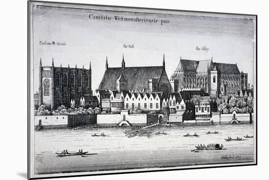 Westminster Abbey and the Palace of Westminster from the River Thames, London, 1647-Wenceslaus Hollar-Mounted Giclee Print