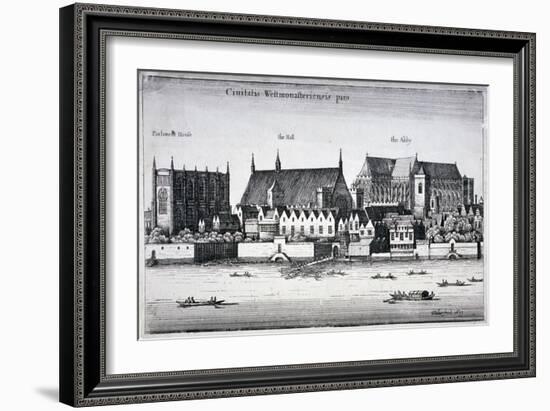 Westminster Abbey and the Palace of Westminster from the River Thames, London, 1647-Wenceslaus Hollar-Framed Giclee Print