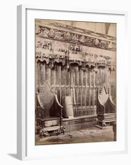 Westminster Abbey Coronation Chairs and Reredos, London, C.1885-null-Framed Photographic Print