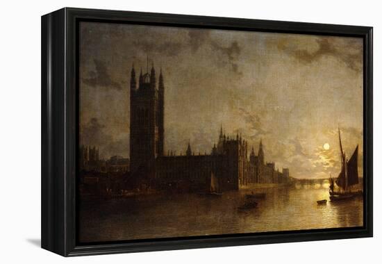 Westminster Abbey, the Houses of Parliament with the Construction of Westminster Bridge, 1859-Henry Pether-Framed Premier Image Canvas