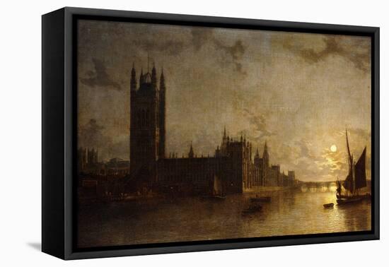 Westminster Abbey, the Houses of Parliament with the Construction of Westminster Bridge, 1859-Henry Pether-Framed Premier Image Canvas