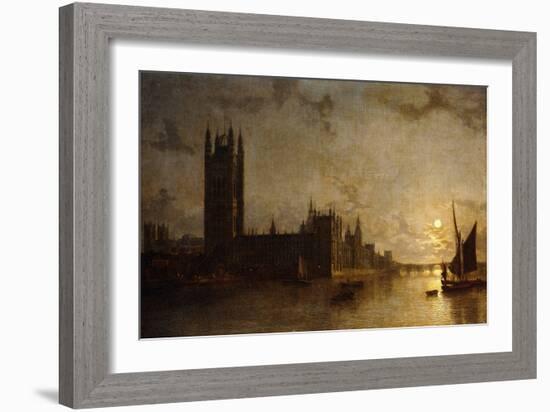 Westminster Abbey, The Houses of Parliament with the Construction of Westminster Bridge-Henry Pether-Framed Giclee Print