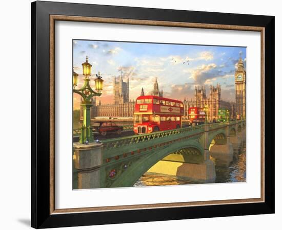 Westminster Bridge Buses-Dominic Davison-Framed Art Print