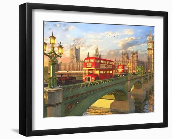 Westminster Bridge Buses-Dominic Davison-Framed Art Print
